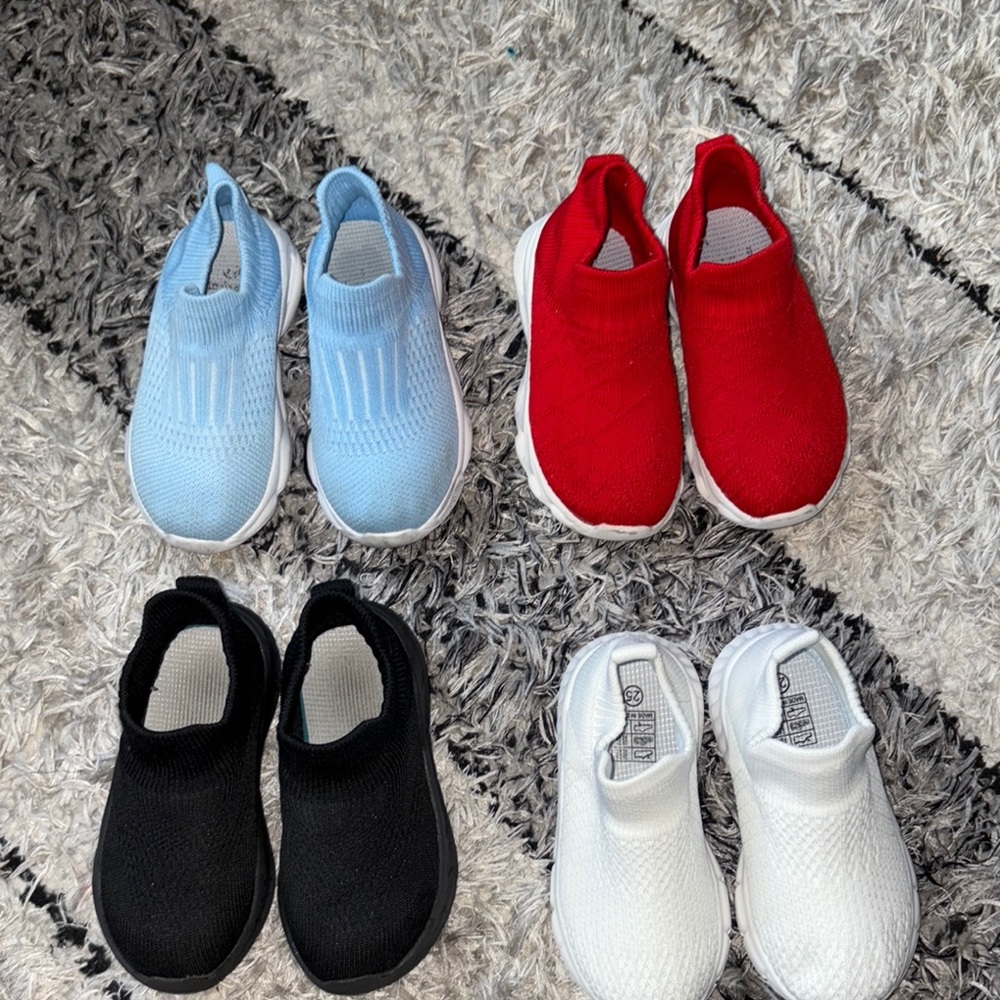 Kids Slip-On Sneakers bundle - Red, Blue, Black, White